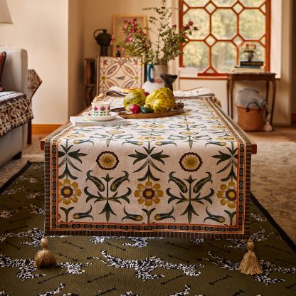 Ethnic floral tassel table runner - Image 9