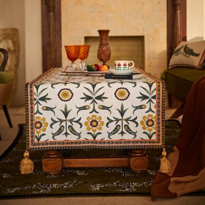 Ethnic floral tassel table runner - Image 8