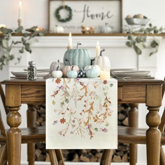 Fallen Leaves Watercolor Table Runner