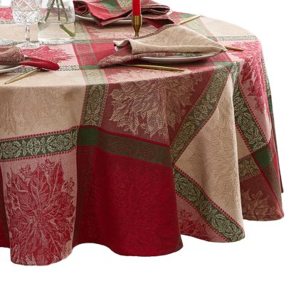 Festive Poinsettia Jacquard Tablecloth - Image 4