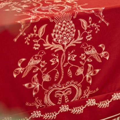 Festive Red Flower Border Tablecloth - Image 5