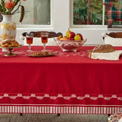 Festive Red Flower Border Tablecloth - Image 4