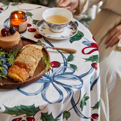 Festive Ribbon and Holly Berry Tablecloth - Image 3