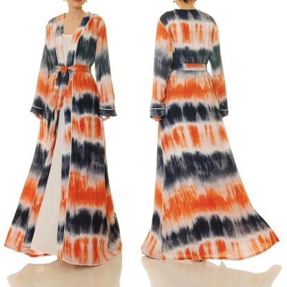 Flame-colored lace-up robe for outer wear - Image 7