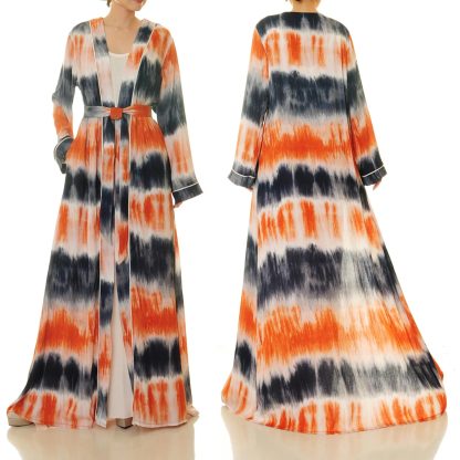 Flame-colored lace-up robe for outer wear - Image 4