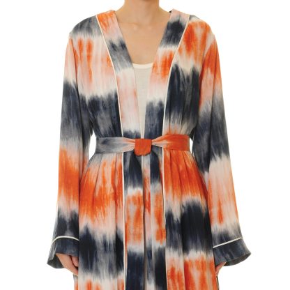 Flame-colored lace-up robe for outer wear - Image 3