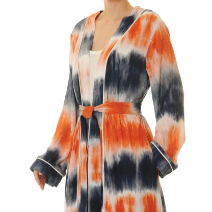 Flame-colored lace-up robe for outer wear - Image 2