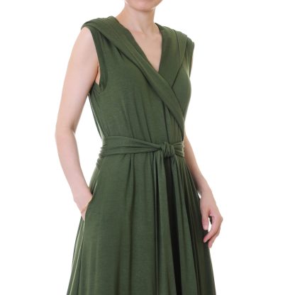 Forest Shadow Hooded Wrap Robe Dress - Image 8