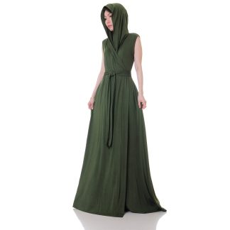 Forest Shadow Hooded Wrap Robe Dress