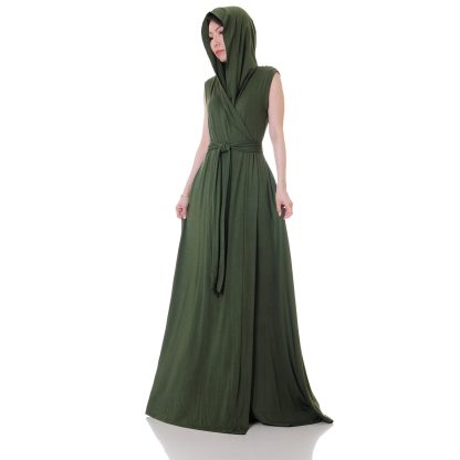 Forest Shadow Hooded Wrap Robe Dress