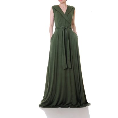 Forest Shadow Hooded Wrap Robe Dress - Image 4