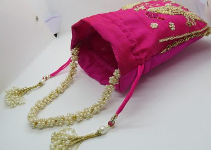 Fuchsia Bird Embroidered Potli Bag - Image 4
