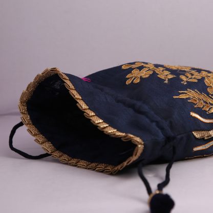 Fuchsia Potli Bag with Gold Foil Appliques - Image 9