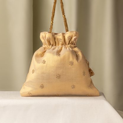 Full Gold Leaf Embroidery Potli Bag - Image 4