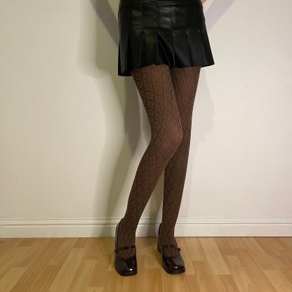 Vintage brown jacquard tights - Image 8