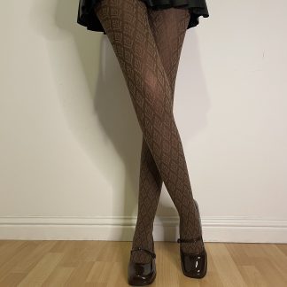 Vintage brown jacquard tights