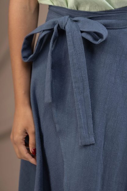 Gray-blue linen wrap maxi dress - Image 5