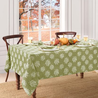 Green maple leaf woven tablecloth
