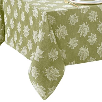 Green maple leaf woven tablecloth - Image 3
