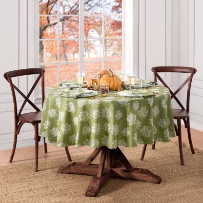 Green maple leaf woven tablecloth - Image 2