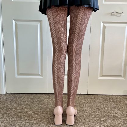 Brown tone vintage lace pantyhose - Image 10