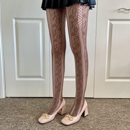 Brown tone vintage lace pantyhose - Image 9