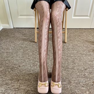 Brown tone vintage lace pantyhose