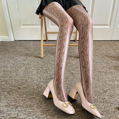 Brown tone vintage lace pantyhose - Image 6
