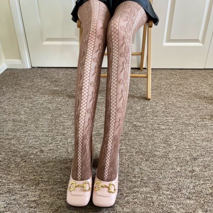 Brown tone vintage lace pantyhose - Image 4