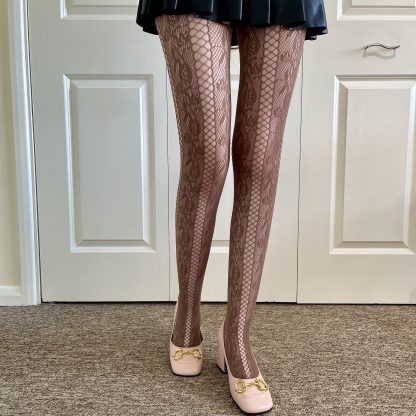 Brown tone vintage lace pantyhose - Image 3