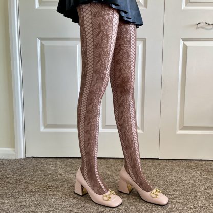 Brown tone vintage lace pantyhose - Image 2