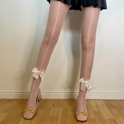 Light-skinned vertical striped bow tights - Image 4