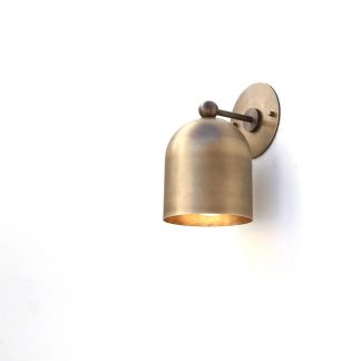 Brass ball joint arm and bell shade wall lamp