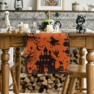 Haunted House Silhouette Table Runner