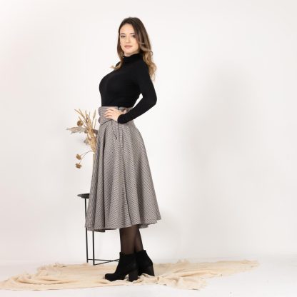 Herringbone wool midi skirt - Image 9