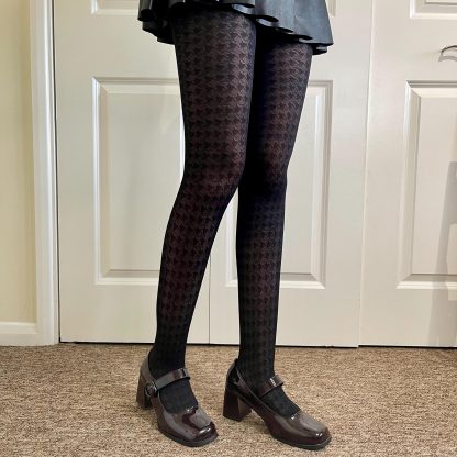 Black houndstooth vintage tights - Image 8