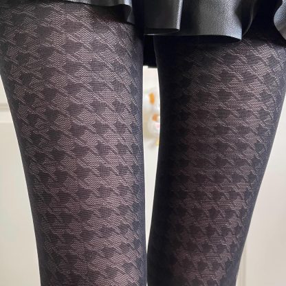 Black houndstooth vintage tights - Image 7