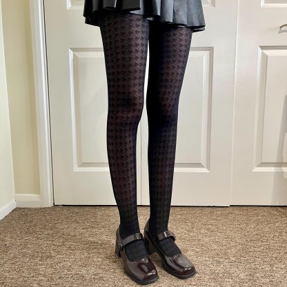 Black houndstooth vintage tights - Image 6