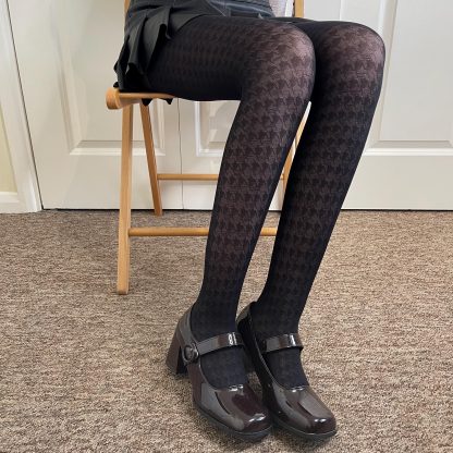 Black houndstooth vintage tights - Image 5
