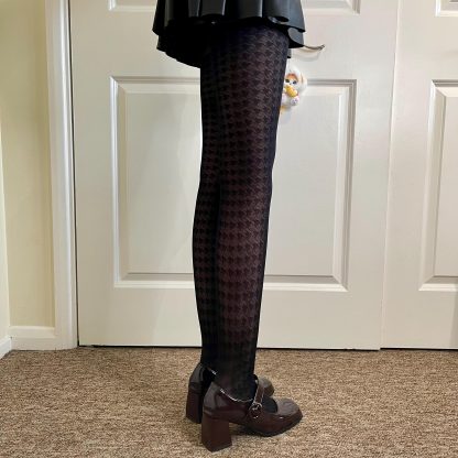 Black houndstooth vintage tights - Image 4