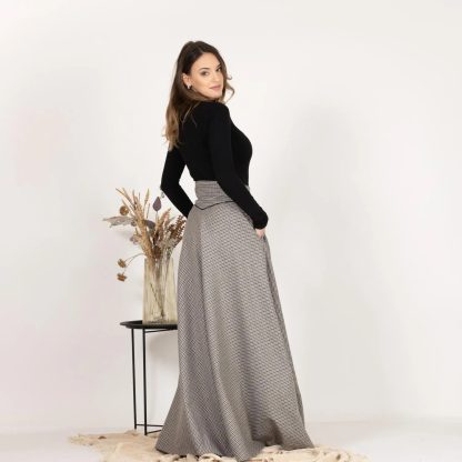 Houndstooth high waist maxi skirt - Image 8