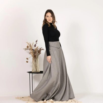 Houndstooth high waist maxi skirt - Image 4