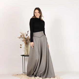 Houndstooth high waist maxi skirt