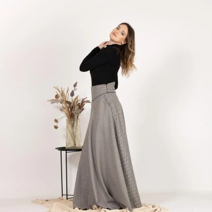 Houndstooth high waist maxi skirt - Image 2