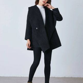 Black draped waterfall coat