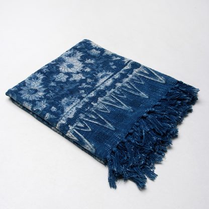 Indigo Floral Tassel Woven Throw - Image 9
