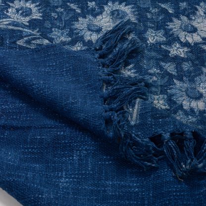 Indigo Floral Tassel Woven Throw - Image 5