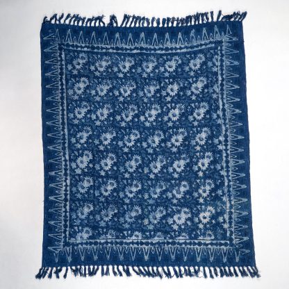 Indigo Floral Tassel Woven Throw - Image 4