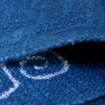 Indigo Spiral Stripe Fringed Woven Throw Blanket - Image 3