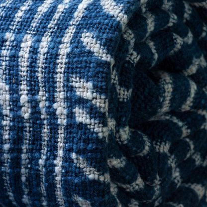 Indigo Striped Fringed Woven Throw Blanket - Image 2